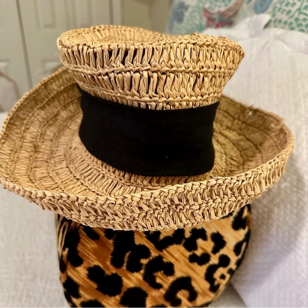 Packable Straw Hat with Black Bow and Coastal Grandma Vibes - Picture 2 of 9